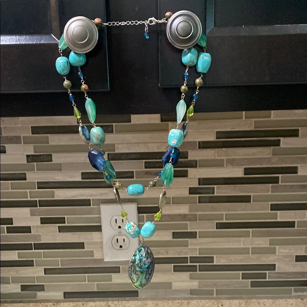 Turquoise and Blue Beaded Necklace